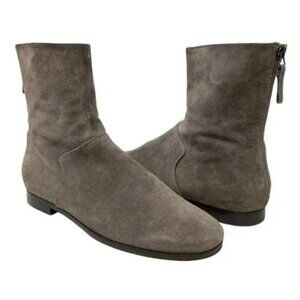 Carritz Gray Italian Suede Leather Almond Toe Zipper Ankle Boots - Size 8.5